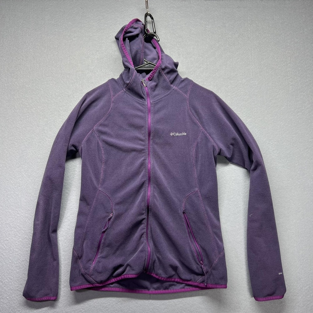 Columbia Jacket Womens Medium Purple Hooded Fleece Full Zip Pockets Outdoor Warm